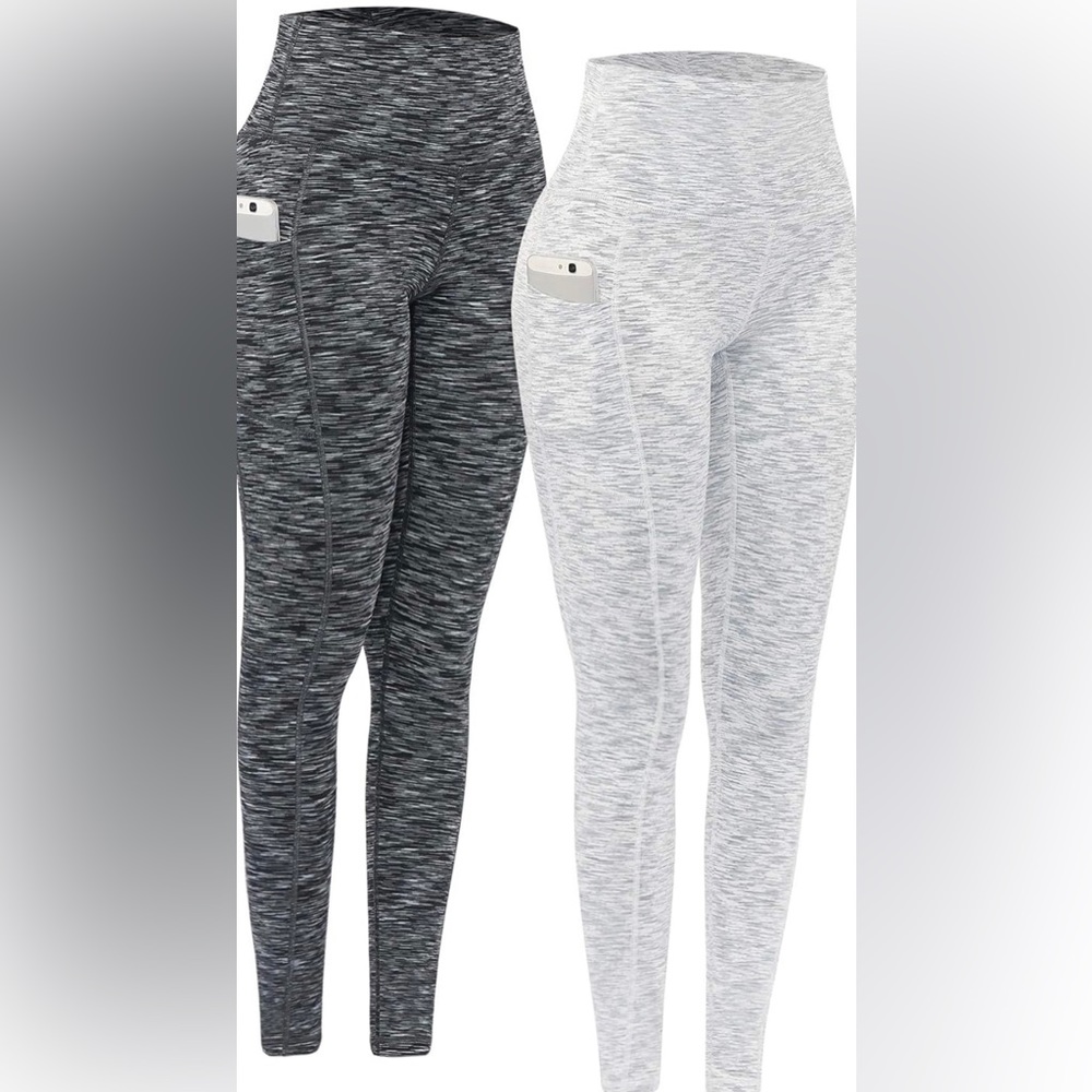 Fengbay High Waist Tummy Control 4 way stretch Workout/Yoga leggings size large